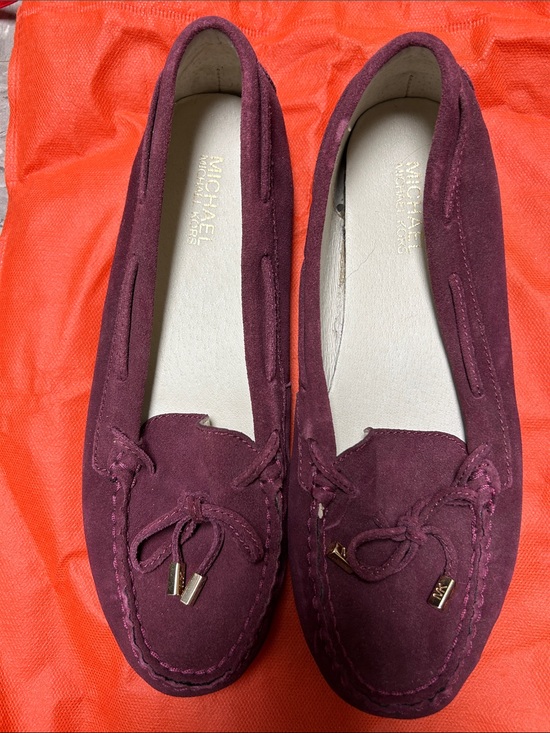 MICHAEL Michael Kors Shoes - MICHAEL Michael Kors Women's Burgundy Suede Moccasins with Bow and Gold Accents